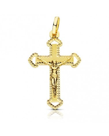 Cruz con Cristo oro 18k amarillo tallada 27x17mm