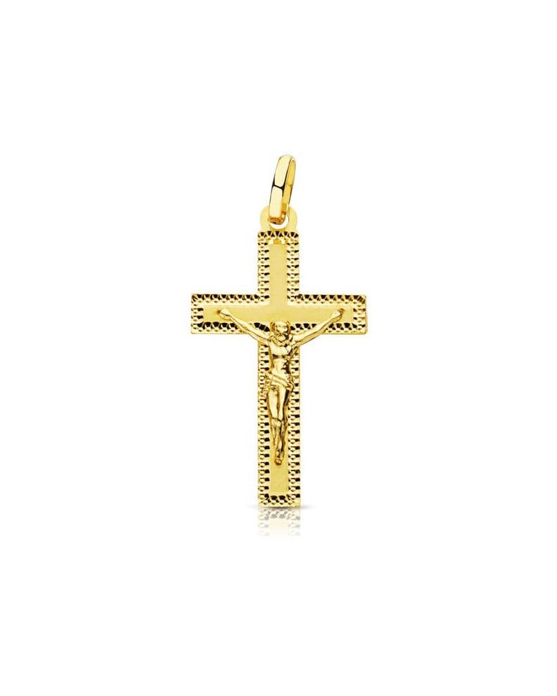 Cruz Cristo oro 18k amarillo tallada 27x15 mm