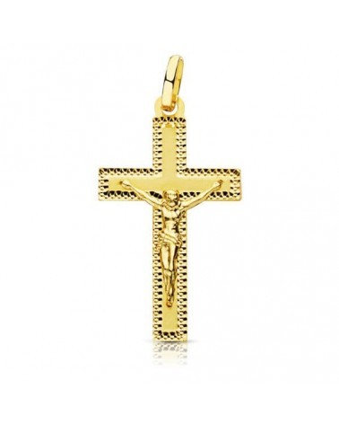 Cruz Cristo oro 18k amarillo tallada 27x15 mm