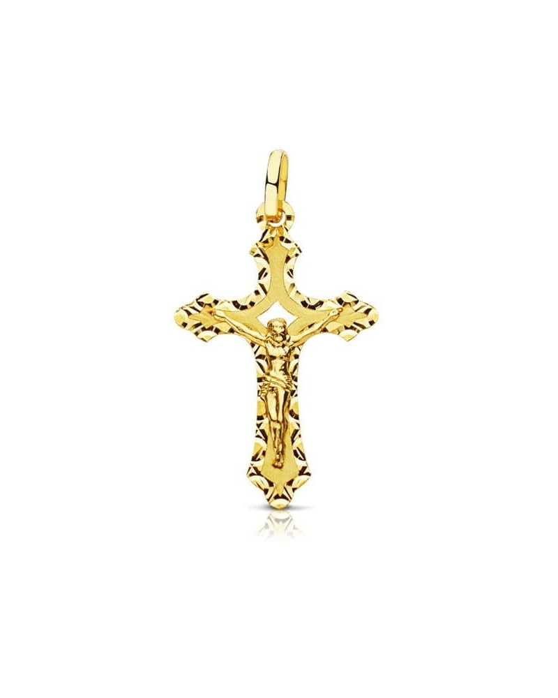 Cruz Cristo oro 18k amarillo tallada 27x17 mm