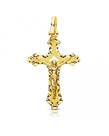 Cruz Cristo oro 18k amarillo tallada 27x17 mm