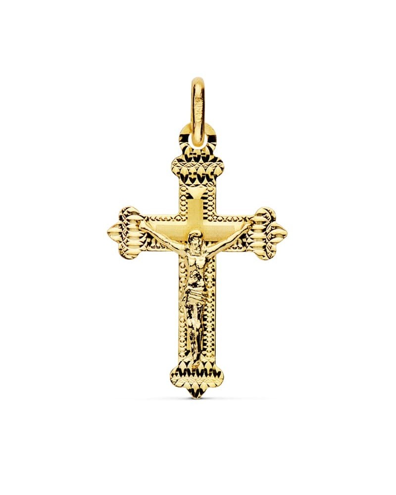 Cruz oro 18k amarillo con Cristo tallada 23x15mm