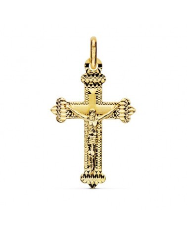 Cruz oro 18k amarillo con Cristo tallada 23x15mm