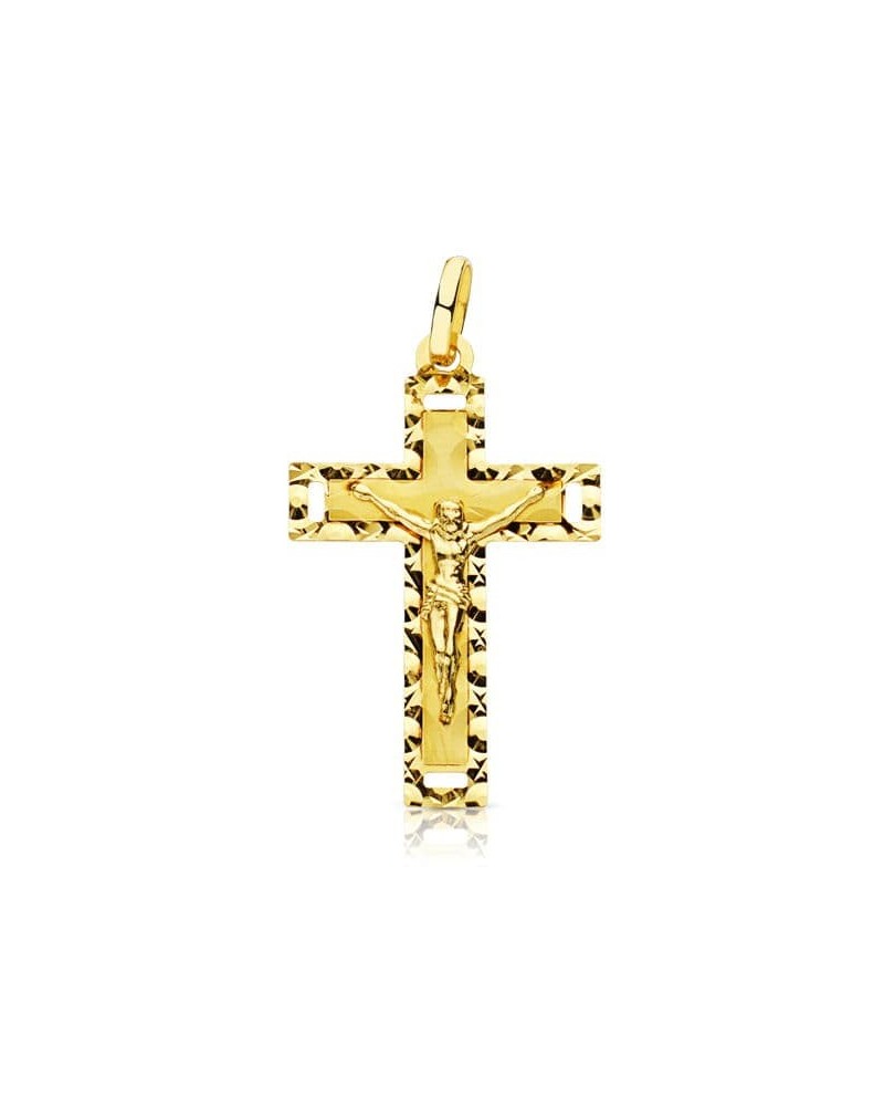 Cruz Cristo oro 18k amarillo tallada 27x17 mm