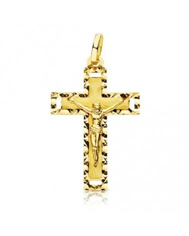 Cruz Cristo oro 18k amarillo tallada 27x17 mm