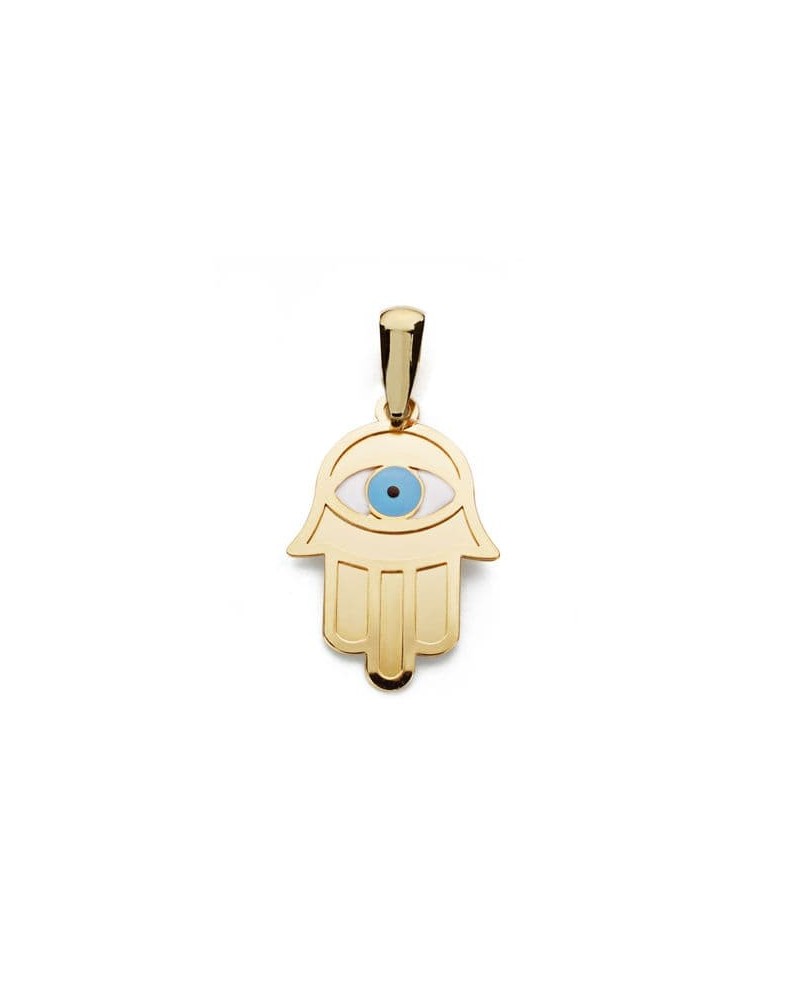 Colgante oro 18k Mano de Fátima con ojo turco 19x13mm