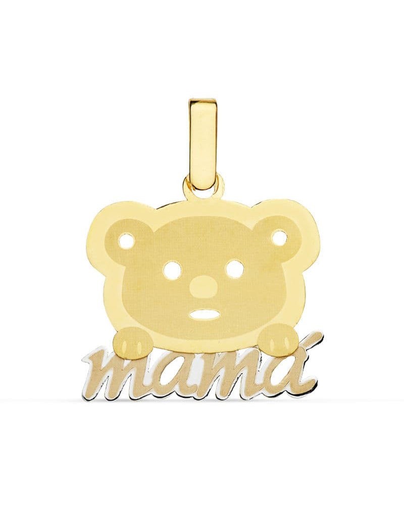 Colgante oro 18k bicolor mamá oso 21x17 mm