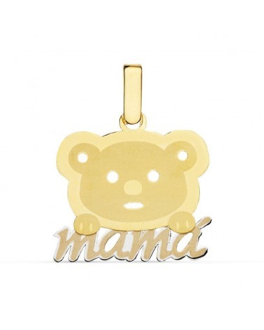 Colgante oro 18k bicolor mamá oso 21x17 mm