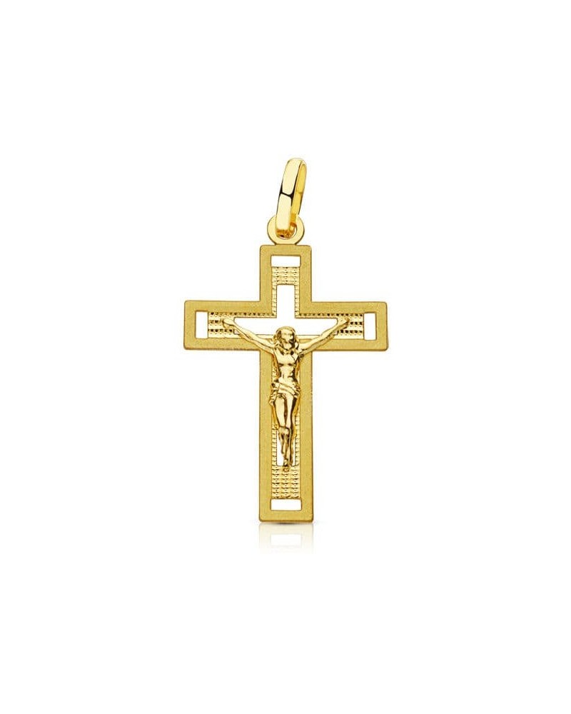Cruz oro 18k con Cristo tallada 28x17 mm