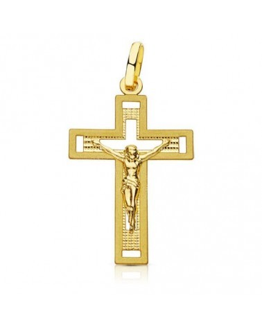 Cruz oro 18k con Cristo tallada 28x17 mm