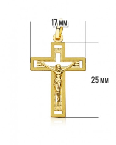 Cruz oro 18k con Cristo tallada 28x17 mm