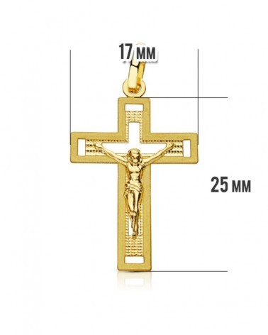 Cruz oro 18k con Cristo tallada 28x17 mm