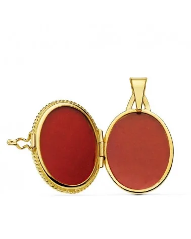 Guardapelo oro 18k amarillo flor circonita 22x19 mm