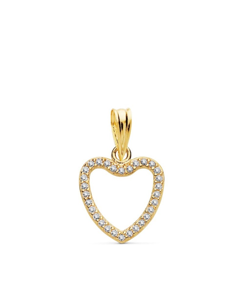 Colgante oro 18k corazón circonita 13x13 mm