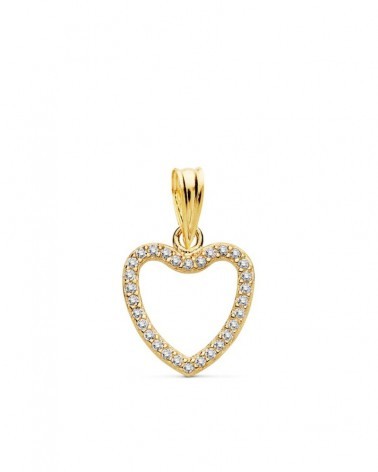 Colgante oro 18k corazón circonita 13x13 mm