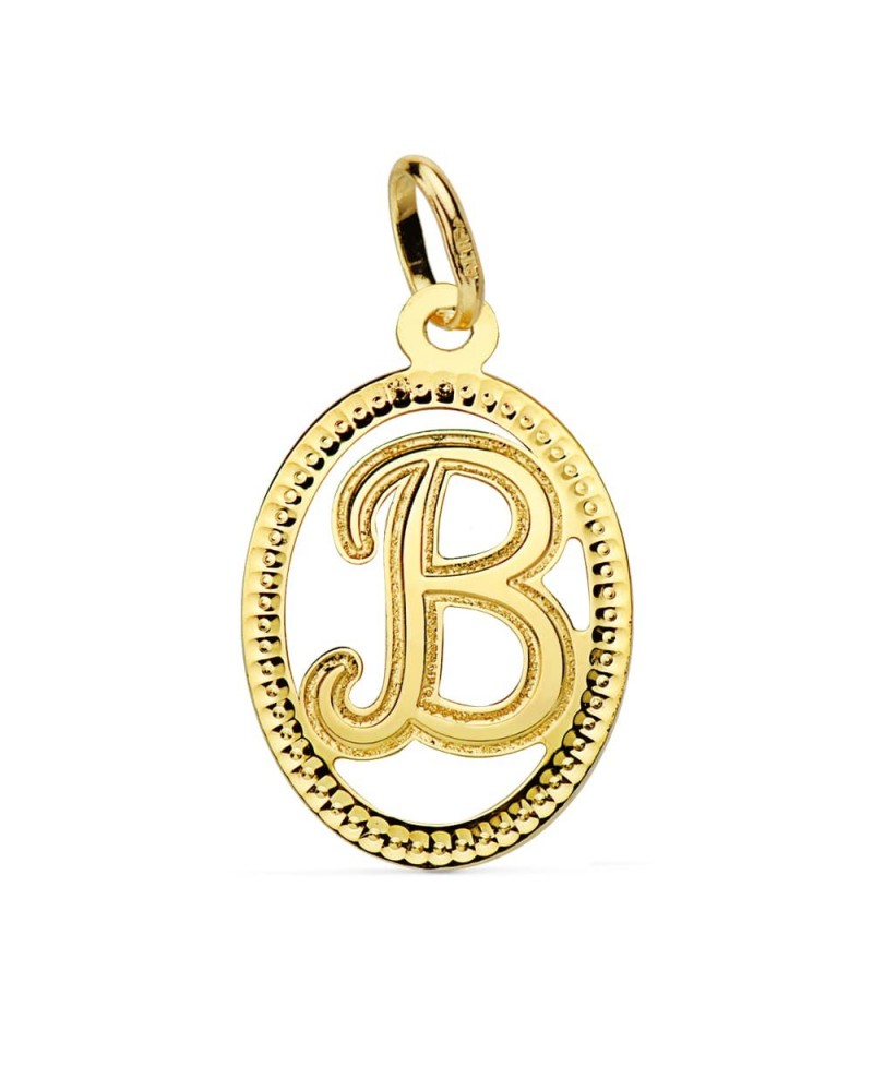 Colgante oro 18k inicial letra B medidas 21x14 mm