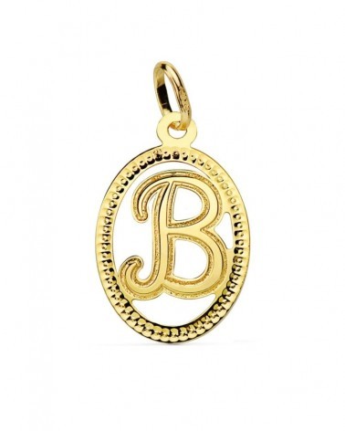 Colgante oro 18k inicial letra B medidas 21x14 mm