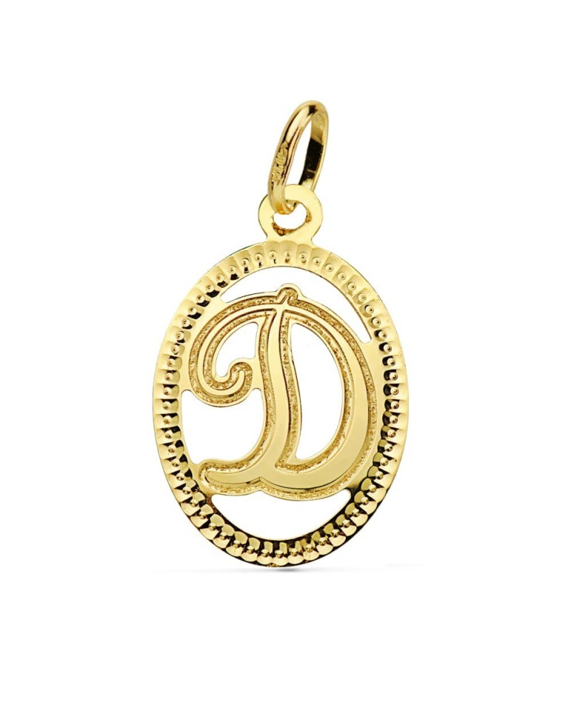 Colgante inicial D oro 18k amarillo 21x14 mm