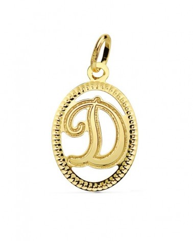 Colgante inicial D oro 18k amarillo 21x14 mm