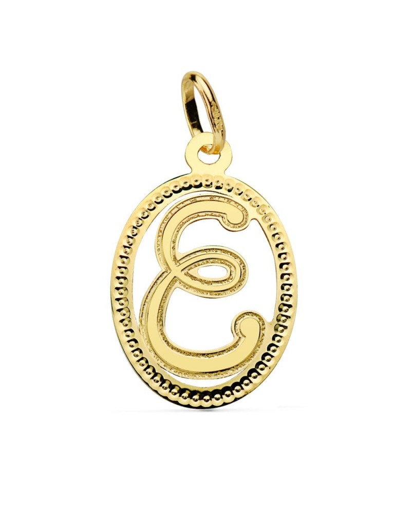 Colgante inicial E oro 18k amarillo