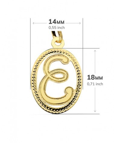Colgante inicial E oro 18k amarillo