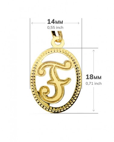 Colgante oro 18k inicial letra F 21x14 mm
