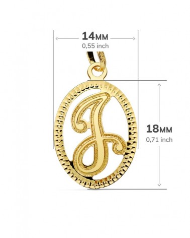 Colgante oro 18k inicial letra J con cenefa