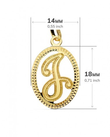Colgante oro 18k inicial letra J con cenefa