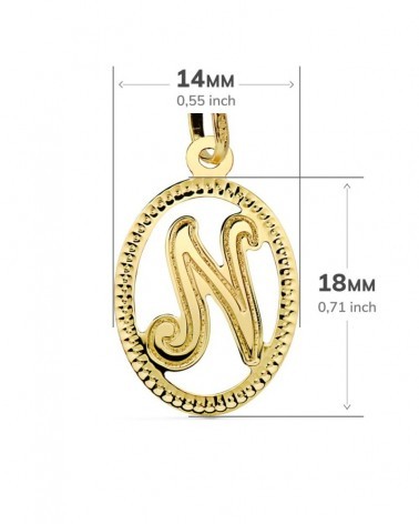 Colgante oro 18k inicial N con orla diamantada