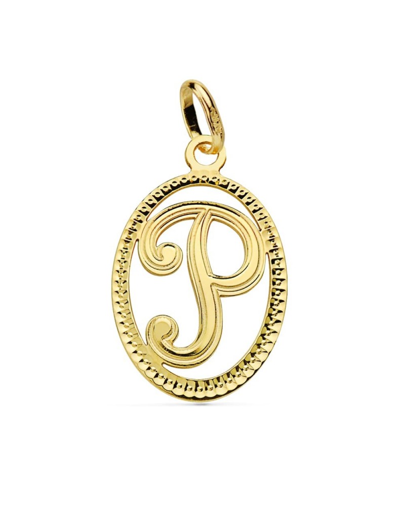 Colgante inicial P oro 18k 21x14 mm