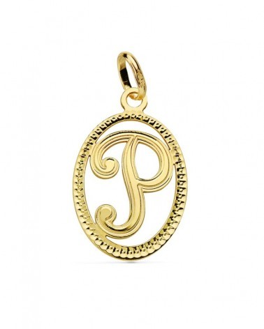Colgante inicial P oro 18k 21x14 mm