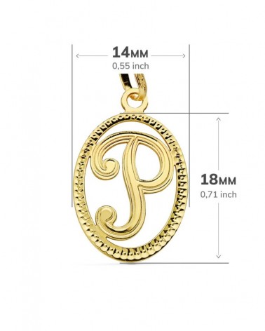 Colgante inicial P oro 18k 21x14 mm