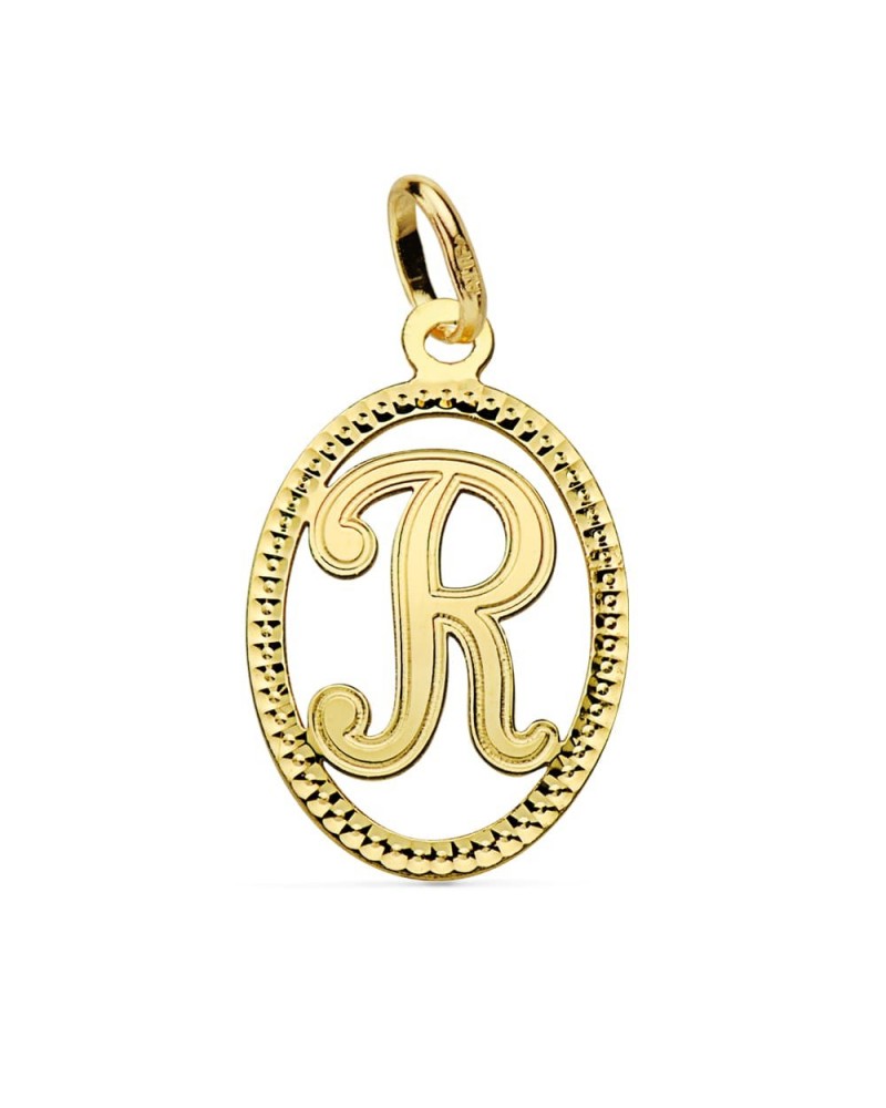 Colgante inicial R oro 18k amarillo 21x14 mm