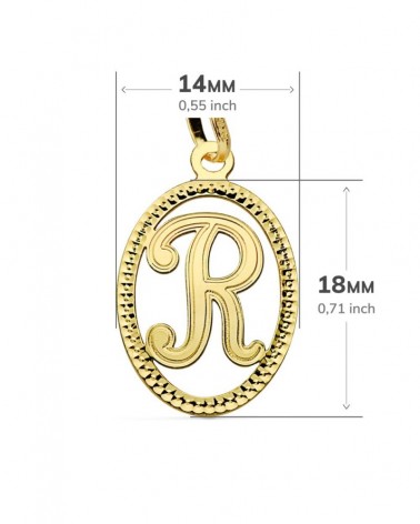 Colgante inicial R oro 18k amarillo 21x14 mm