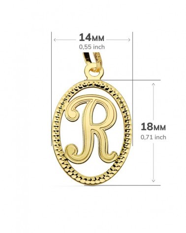 Colgante inicial R oro 18k amarillo 21x14 mm