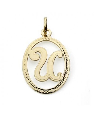Colgante oro 18k inicial letra U 21x14 mm