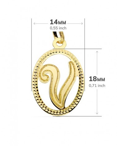 Colgante inicial V oro 18k amarillo 21x14mm