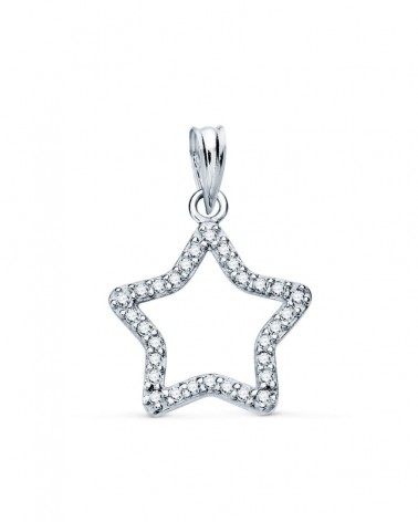 Colgante oro 18k blanco estrella circonita 16x15mm