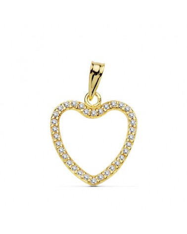 Colgante oro 18k corazón circonitas 16x16 mm