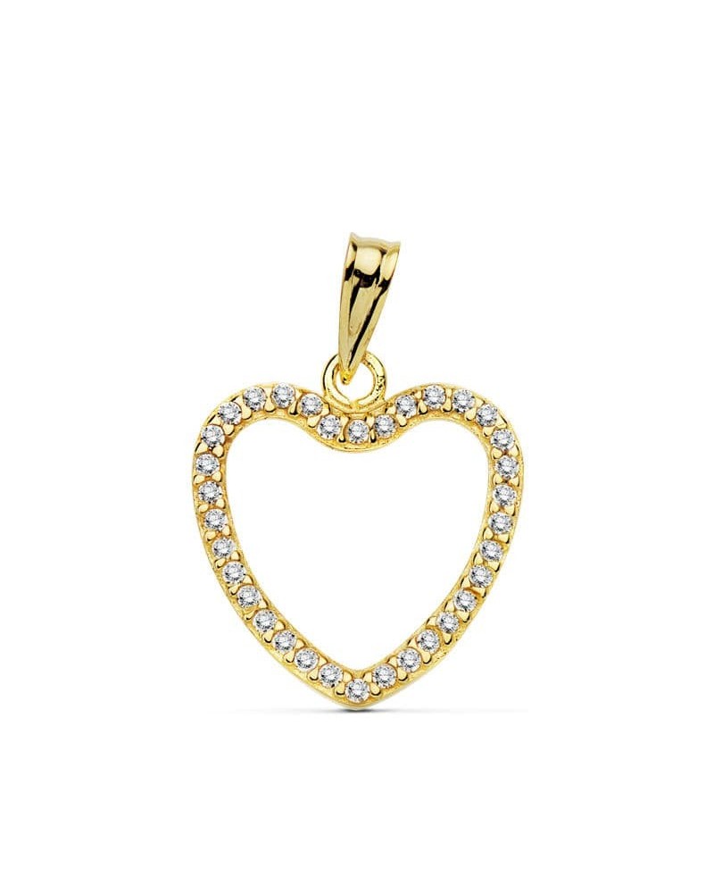 Colgante oro 18k corazón circonitas 16x16 mm