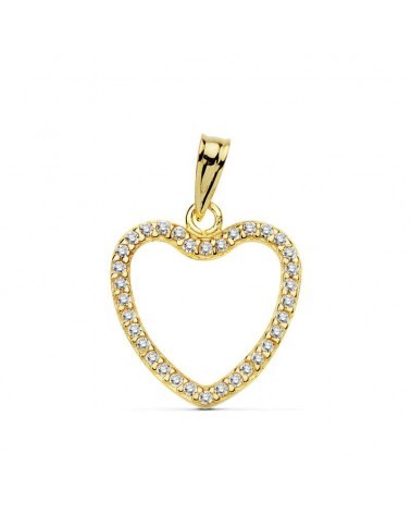 Colgante oro 18k corazón circonitas 16x16 mm