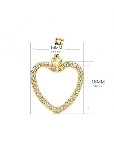 Colgante oro 18k corazón circonitas 16x16 mm