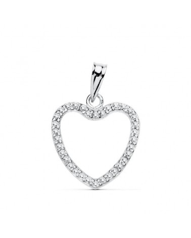 Colgante oro blanco 18k corazón circonita 16x16 mm