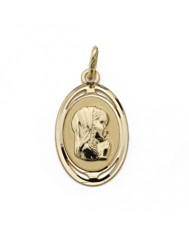 Medalla oro 18k Virgen Niña oval 21x12mm