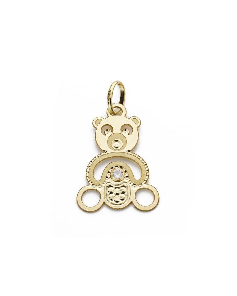 Colgante oro 18k osito calado circonita 19x13mm