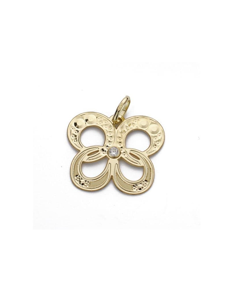 Colgante oro 18k amarillo mariposa circonita 15x18 mm