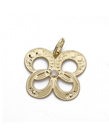 Colgante oro 18k amarillo mariposa circonita 15x18 mm