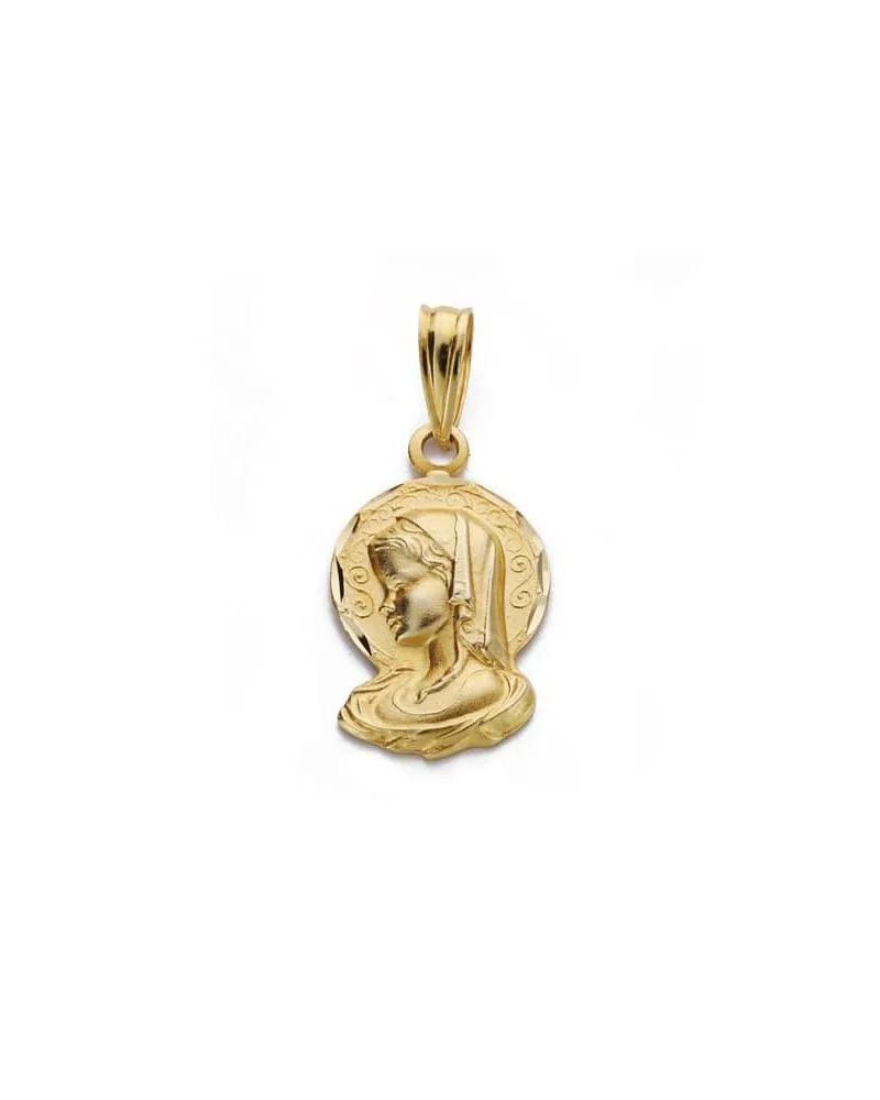 Medalla oro 18k Virgen Niña silueta tallada 19x16mm