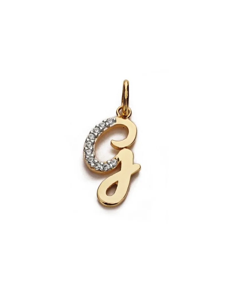 Colgante oro 18k bicolor inicial G circonita 18x9 mm