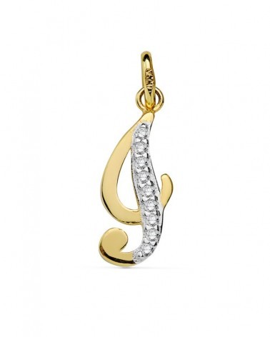 Colgante oro 18k bicolor inicial I circonita